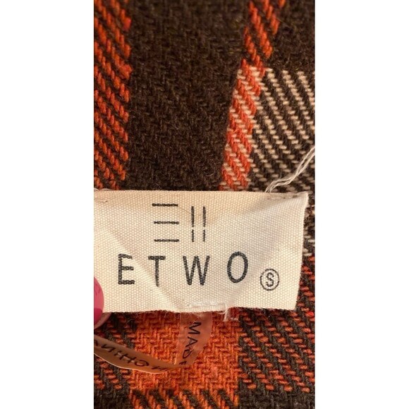 ETWO Woman’s Vest Size Small Rust Brown Cream Plaid Versatile Stylish Warm - Picture 8 of 11
